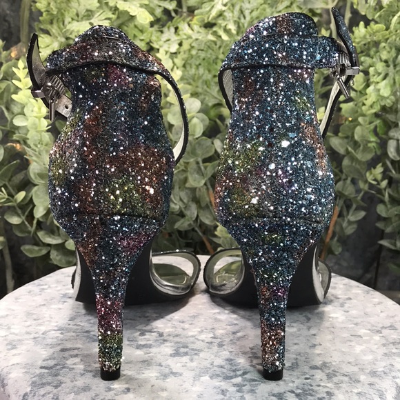 Brash Iridescent Crystal Crush One-Band 3.5” Heels w/Ankle Straps WMS 8M✨NEW✨ - Picture 6 of 9